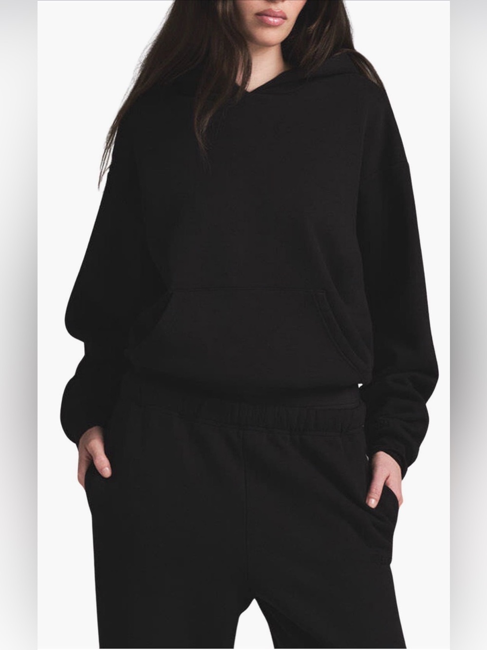 Skims NEW Cotton Fleece Blend Classic Hoodie Size Med Black